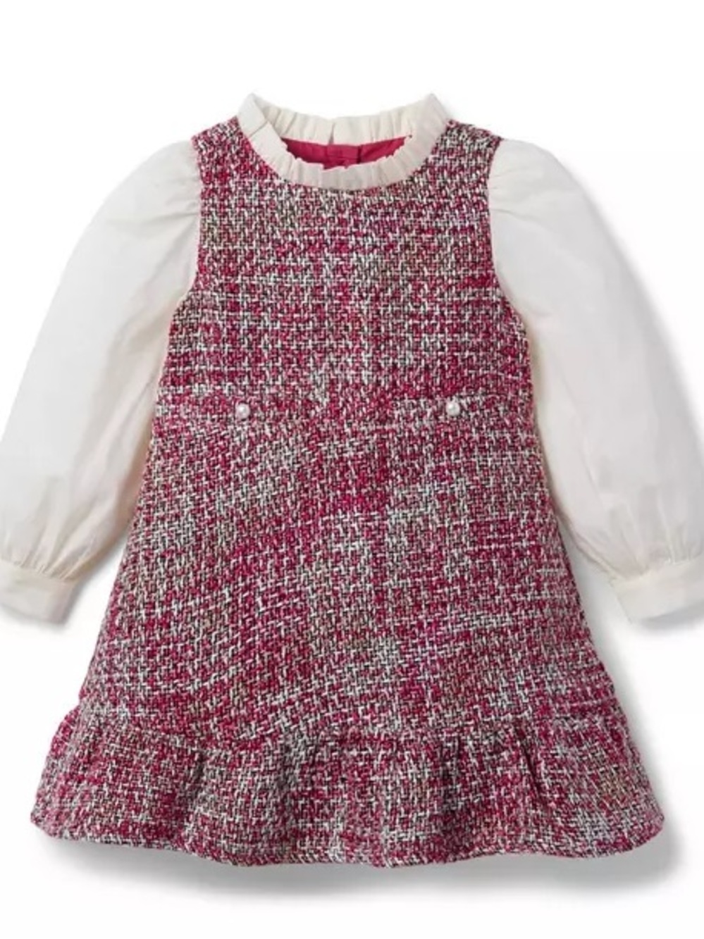 Janie and Jack Pink Tweed Ruffle-Hem Dress with matching Blouse size 6 nwt
